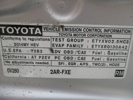 2014 TOYOTA CAMRY HYBRID LE SILVER 2.5L AT Z16204